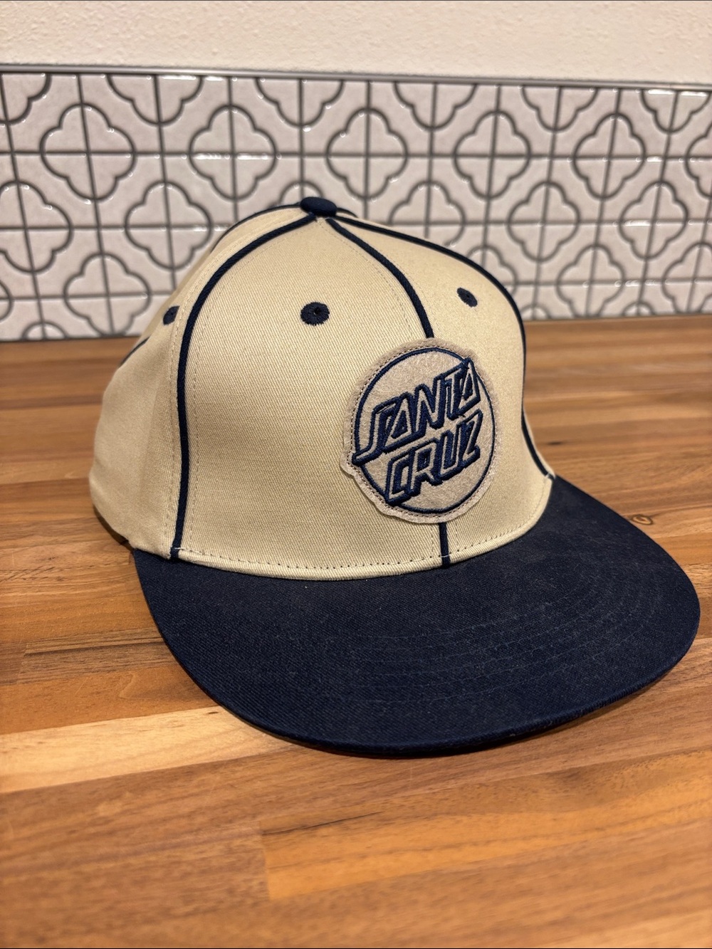 Santa Cruz Two-Tone Snapback Hat - Beige & Navy